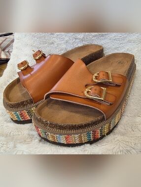 Womens No Boundaries Slip On Platform Footbed Sandals Size 10
